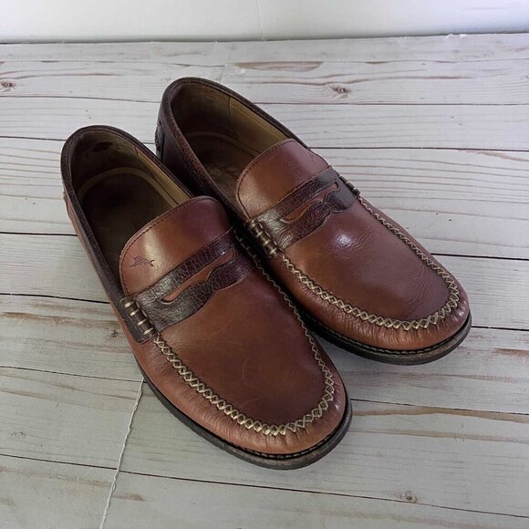 Tommy Bahama Men’s Leather Finlay Penny Loafers Shoes Size 10M - Picture 1 of 6